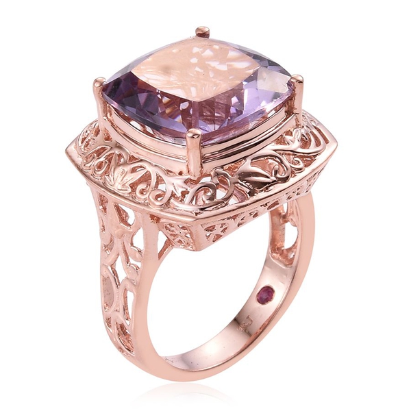 Royal Jaipur Rose De France Amethyst (Cush 9.50 Ct), Ruby Ring in Rose Gold Overlay Sterling Silver 9.530 Ct.