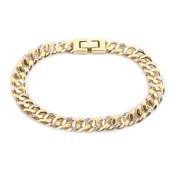 One Time Close Out Deal - 9K Yellow & White Gold Curb Bracelet (Size - 7.5), Gold Wt. 5.56 Gms