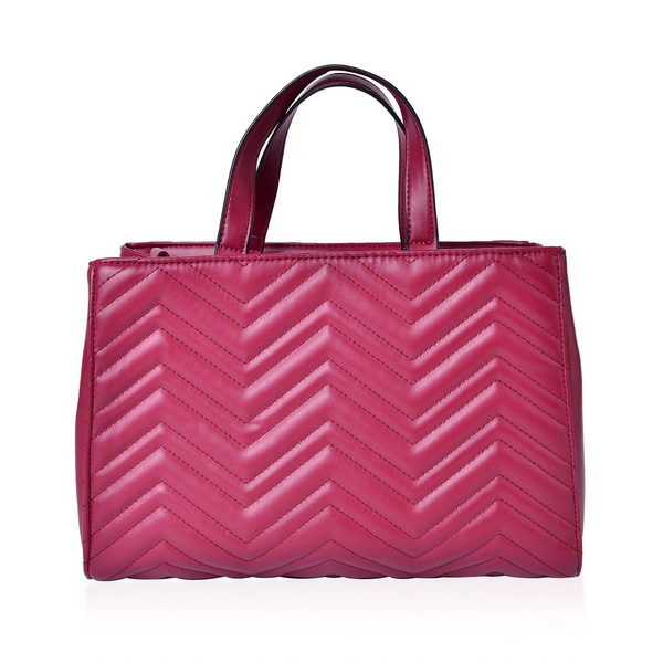 Burgundy Colour ZigZag Pattern Tote Bag with Adjustable and Removable Shoulder Strap (Size 33X23X13 Cm)