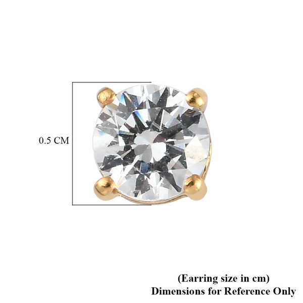 Lustro Stella 14K Gold Overlay Sterling Silver Stud Earrings (with Push Back) Made with Finest CZ 1.55 Ct.