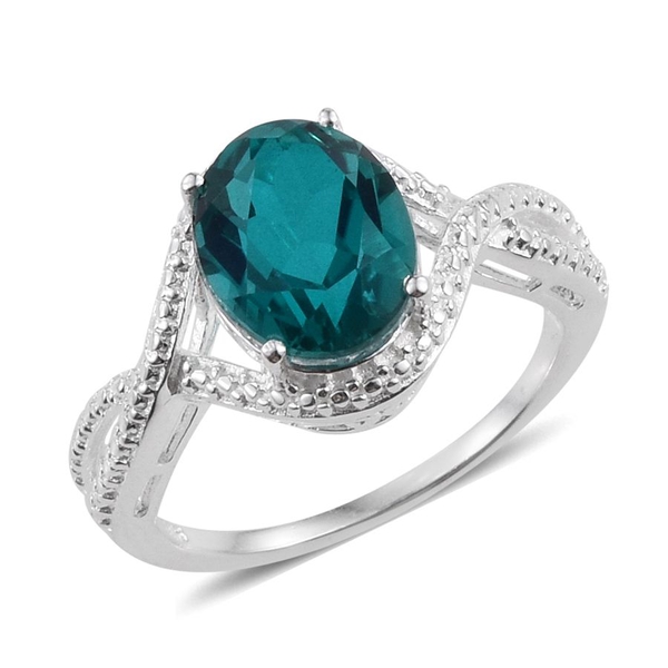 Capri Blue Quartz (Ovl) Solitaire Ring in Sterling Silver 3.000 Ct.