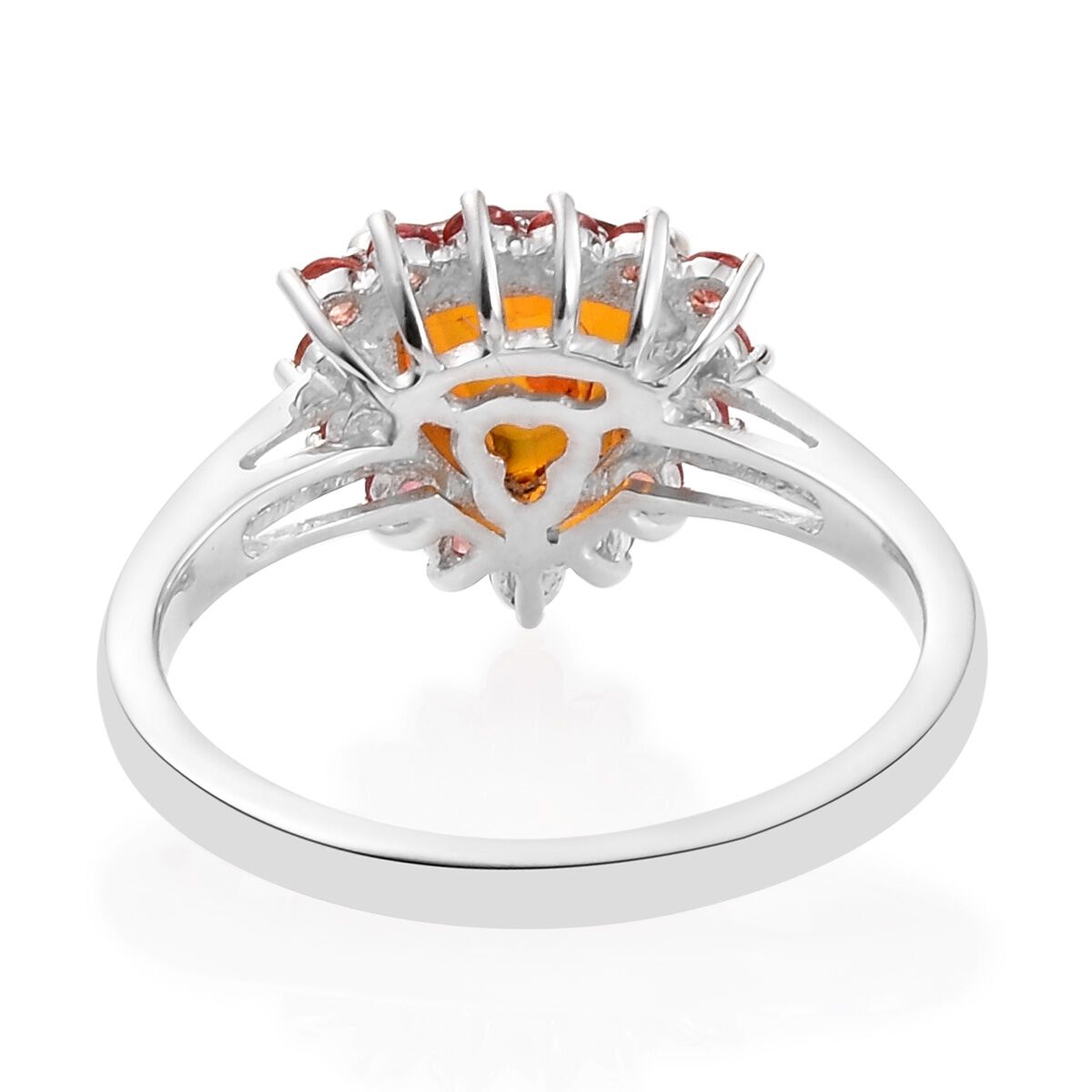 Baltic Amber (Trl), Orange Sapphire Ring in Platinum Overlay Sterling Silver 1.500 Ct.