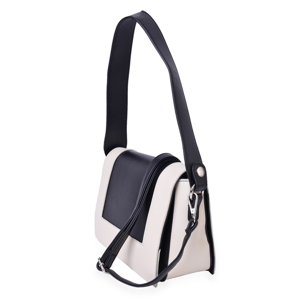 Hampton Black and White Colour Crossbody Bag with Adjustable and Removable Shoulder Strap (Size 24X18X8 Cm)
