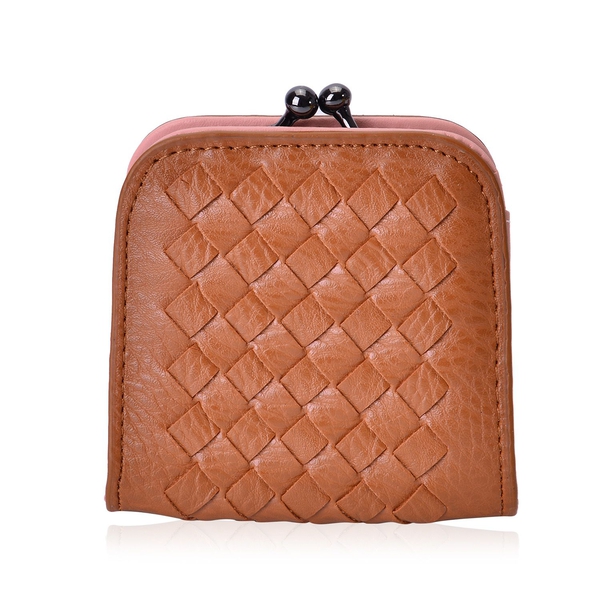 Celina Classic Tan Intrecciato Textured Wallet And Cardholder Set (Size 19x9x2.5 Cm and 9x8.5x4.5 Cm)