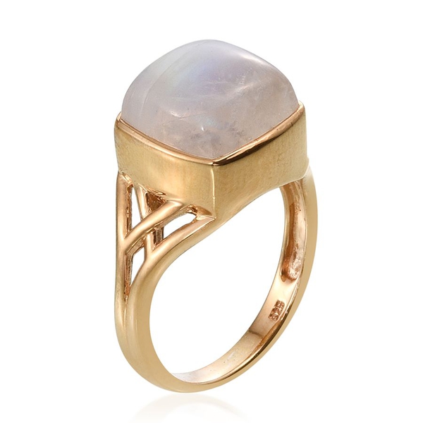 Natural Rainbow Moonstone (Cush) Ring in 14K Gold Overlay Sterling Silver 10.750 Ct.