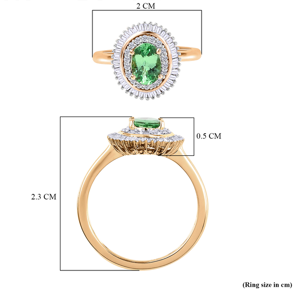 9K Yellow Gold Boyaca Colombian Emerald and Diamond Ring 1.04 Ct.