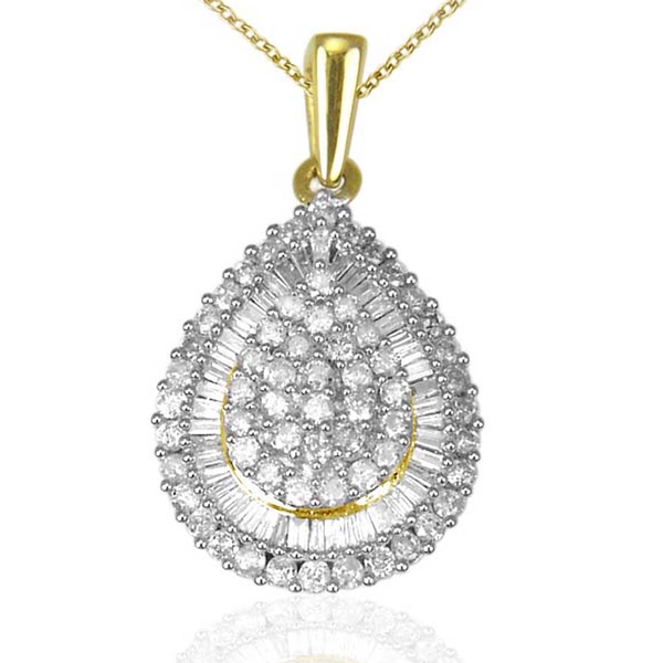 9K Yellow Gold SGL Certified Diamond (Rnd) (I3/G-H) Drop Pendant With Chain 1.000 Ct.