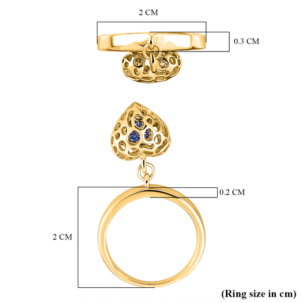 RACHEL GALLEY Tanzanite Angel Heart Ring in 18K Yellow Gold Vermeil Sterling Silver