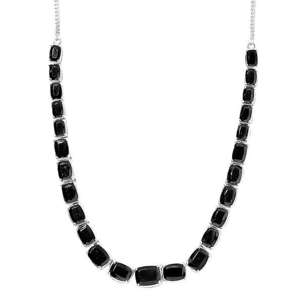 Elite Shungite Necklace (Size - 18 With 2 Inch Extender) in Platinum Overlay Sterling Silver, Silver