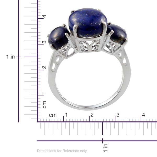 Lapis Lazuli (Ovl 4.00 Ct) 3 Stone Ring in Sterling Silver 6.000 Ct.