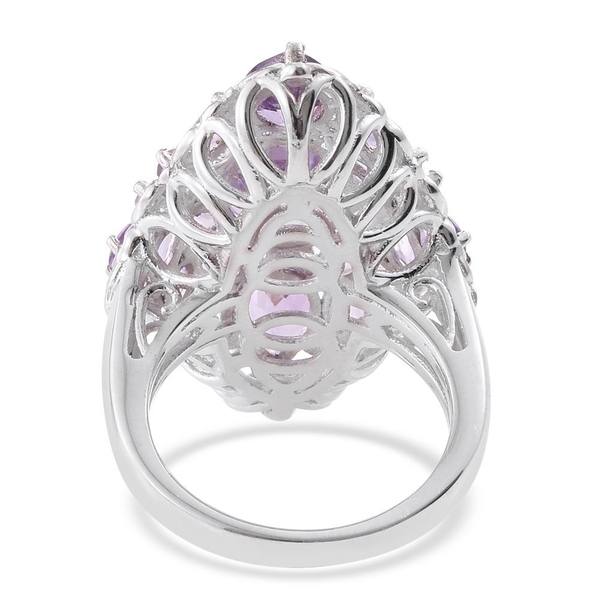 Rose De France Amethyst (Ovl 2.35 Ct), Natural Cambodian Zircon Ring in Platinum Overlay Sterling Silver 6.000 Ct. Silver wt 7.20 Gms.
