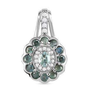 Alexandrite and Natural Cambodian Zircon Pendant in Platinum Overlay Sterling Silver