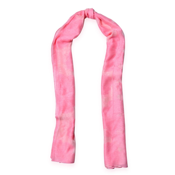 Floral Pattern Pink and White Colour Scarf (Size 180x80 Cm)