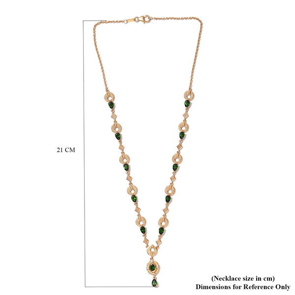 Diopside and Natural Cambodian Zircon Necklace (Size - 18) in 14K Gold Overlay Sterling Silver 5.12 Ct, Silver wt 15.28 Gms