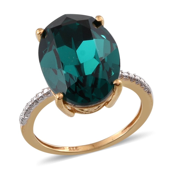 - Emerald Colour Crystal (Ovl) Ring in 14K Gold Overlay Sterling Silver 10.750 Ct.