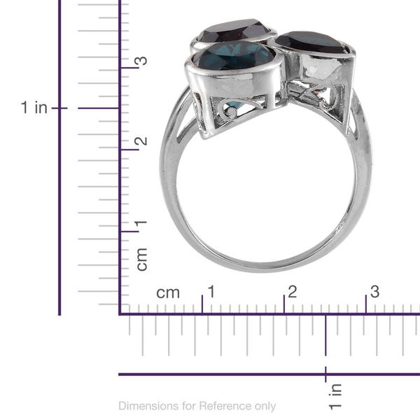 Indicolite Quartz (Rnd 2.50 Ct) Ring in Platinum Overlay Sterling Silver 6.250 Ct.