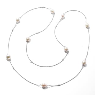 Isabella Liu Twilight Collection - Baroque Edison Pearl and Diamond Necklace (Size 60) in Rhodium Ov