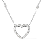ELANZA Simulated Diamond Heart Slider Necklace (Size 16.5) in Sterling Silver