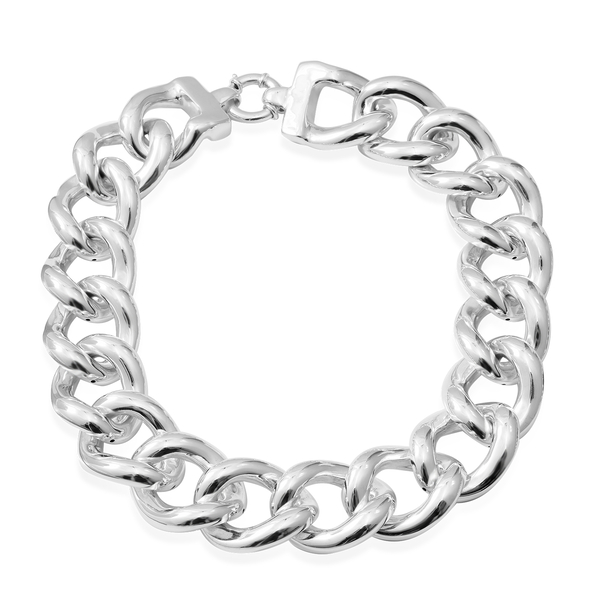 20 Inch Curb Link Statement Necklace in Rhodium Plated Sterling Silver 56.00 Grams