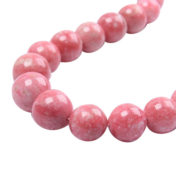 Limited Edition Thulite Beaded Necklace with Lock in Rhodium