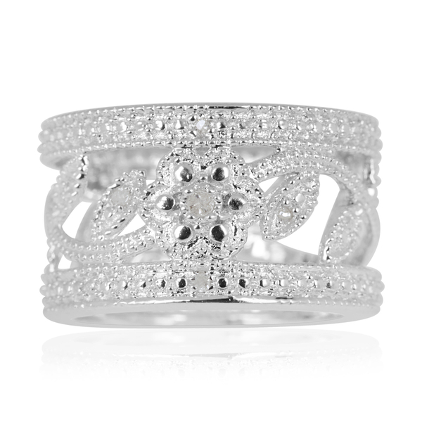 Diamond (Rnd) Floral and Leaves Band Ring in Platinum Bond
