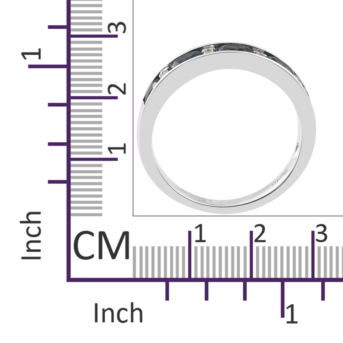 9K White Gold AA Santa Maria Aquamarine (Ovl), Natural Cambodian Zircon Half Eternity Band Ring 1.000 Ct.