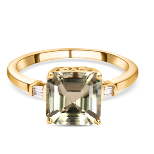 ILIANA 18K Yellow Gold AAA Turkizite (Asscher Cut) and Diamond Ring 3.05 Ct.