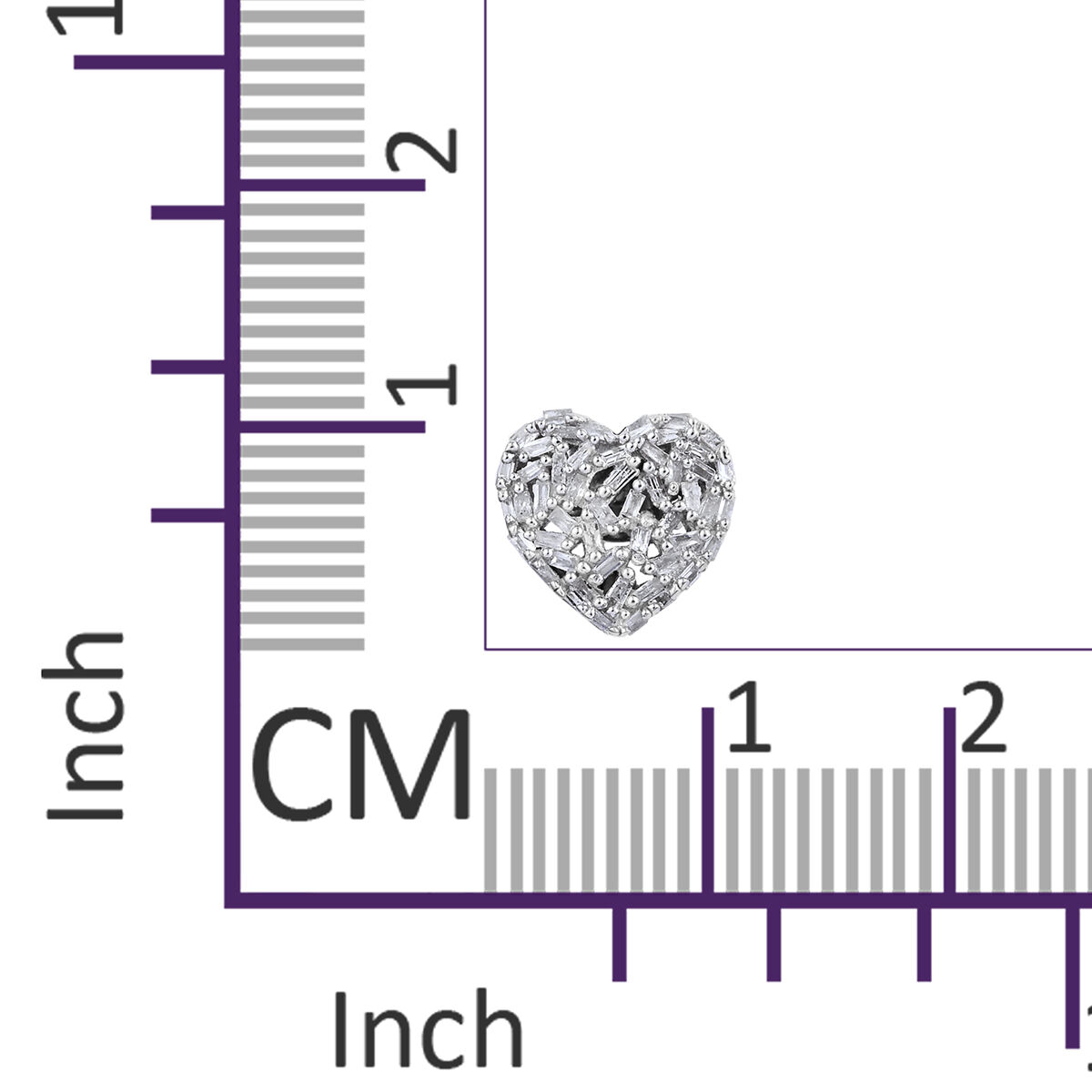 GP - Natural Diamond & Blue Sapphire Heart Stud Earrings with Push Back in Platinum Overlay Sterling Silver 0.54 Ct.