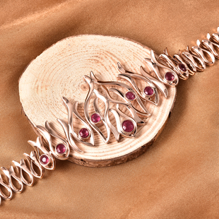 LucyQ Flame Collection - Cabo Delgado Ruby (FF) Bracelet (Size 8) in Rose Gold Overlay Sterling Silver 3.88 Ct.