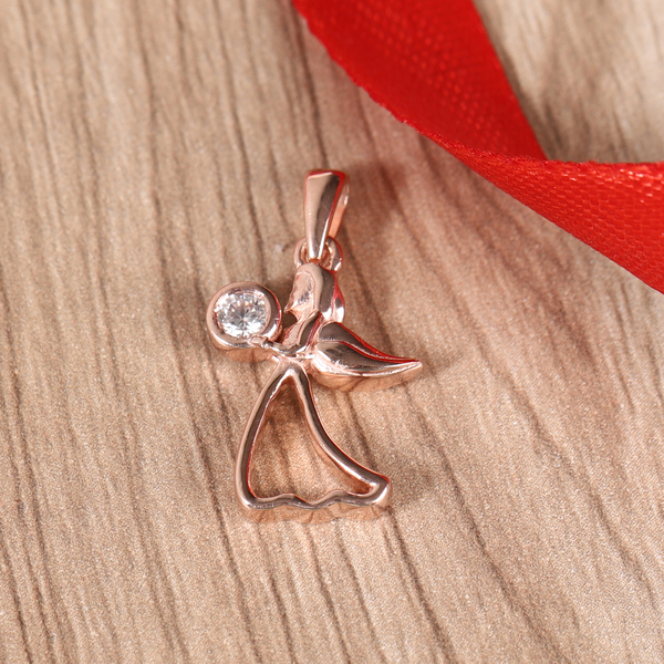 Natural Cambodian Zircon Angel Pendant in Rose Gold Overlay Sterling Silver