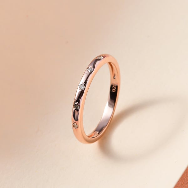 Diamond Stackable Band Ring in Rose Gold Overlay Sterling Silver, 0.050 Ct.