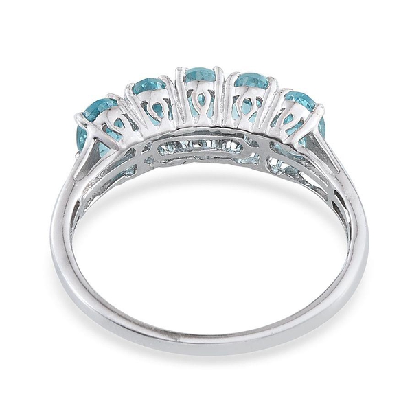 Paraibe Apatite (Ovl) 5 Stone Ring in Platinum Overlay Sterling Silver 2.500 Ct.