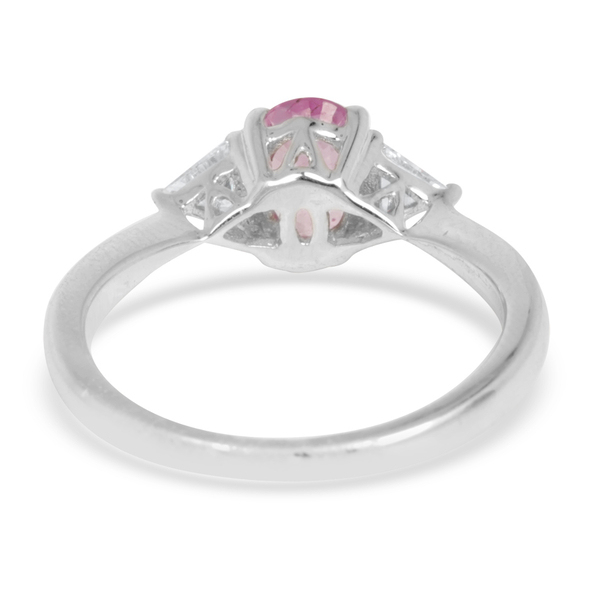 9K W Gold Pink Sapphire (Ovl 0.75 Ct), Diamond Ring 1.000 Ct.