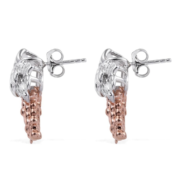 Charmes De Memoire - Stefy Pink Sapphire Earrings (with Push Back) in Rose Gold and Platinum Overlay Sterling Silver, Silver Wt. 9.65 Gms
