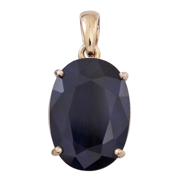 9K Y Gold AAA Premium Size Madagascar Blue Sapphire (Ovl) Solitaire Pendant 7.500 Ct.