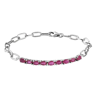Afrian Ruby (FF) Bracelet (Size - 7.5) in Platinum Overlay Sterling Silver 2.92 Ct.
