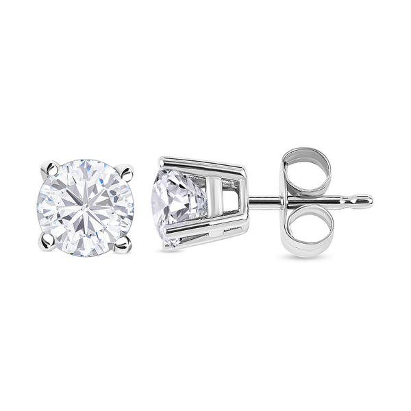 NY Close Out - 14K White Gold Diamond (I1-I2/G-H) Earrings (with Push Back) 0.75 Ct.