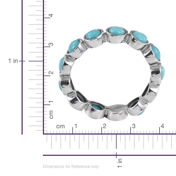Sonoran Turquoise (Rnd) Full Eternity Ring in Platinum Overlay Sterling Silver 2.750 Ct.
