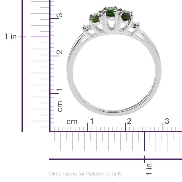 Chrome Diopside (Ovl), Diamond Ring in Sterling Silver 0.750 Ct.