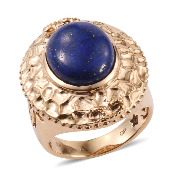 GP Lapis Lazuli (Ovl 9.70 Ct), Kanchanaburi Blue Sapphire Ring in 14K Gold Overlay Sterling Silver 9