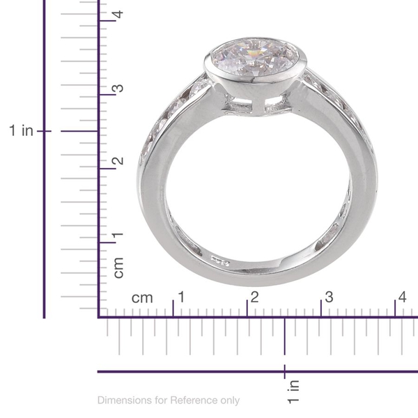 Lustro Stella - Platinum Overlay Sterling Silver (Rnd) 3 Ring Set Made with Finest CZ 3.720 Ct.