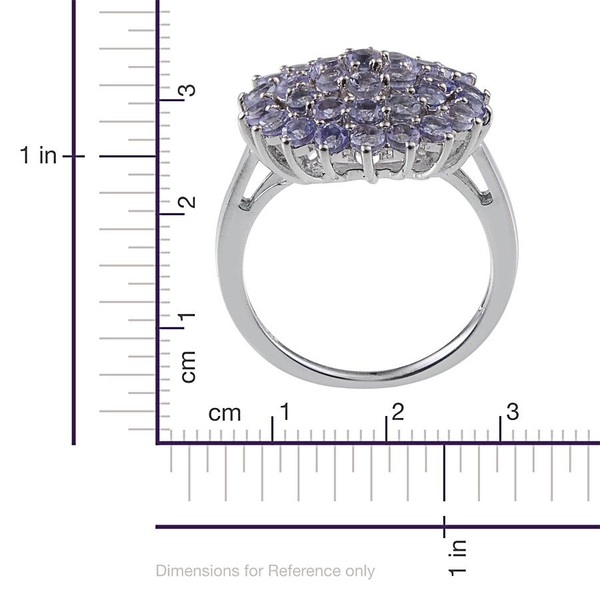 Tanzanite (Rnd) Cluster Ring in Platinum Overlay Sterling Silver 2.500 Ct.