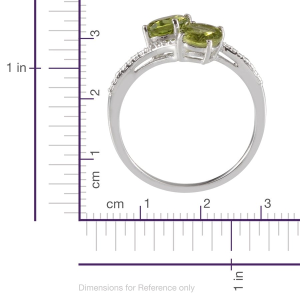 Hebei Peridot (Ovl), Diamond Ring in Platinum Overlay Sterling Silver 2.760 Ct.
