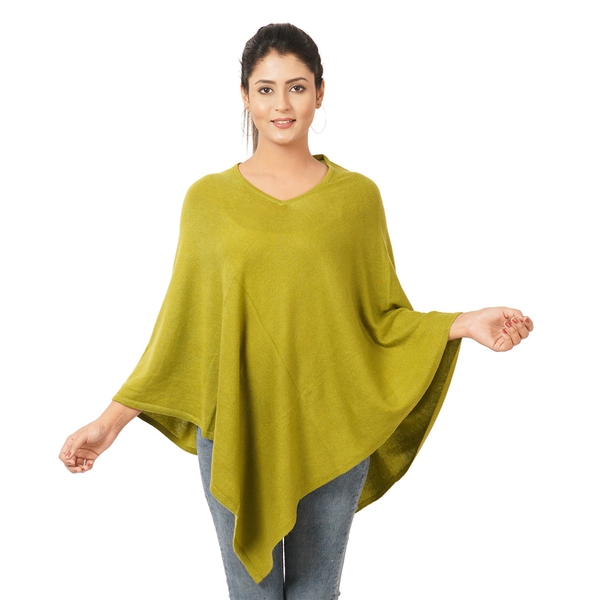 Limited Available 100%  Cashmere Pashmina Wool Poncho Olive Colour Free Size