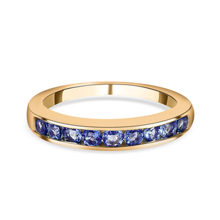Tanzanite Half Eternity Band Ring in 14K Gold Overlay Sterling Silver