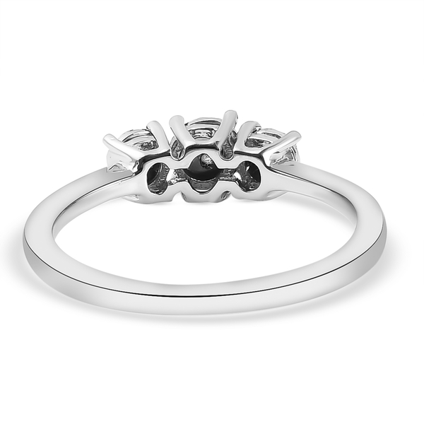 Diamond Trilogy Ring in Platinum Overlay Sterling Silver
