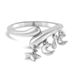 LucyQ 3D Star Collection - Rhodium Overlay Sterling Silver Ring
