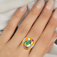 Multi Colour Murano Glass Enamelled Ring in Silver Tone