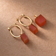 2 Piece Set - Chalcedony Pendant and Detachable Hoop Earrings with Clasp in 14K Gold Overlay Sterling Silver 26.84 Ct.
