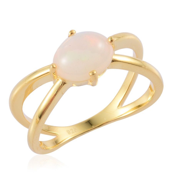 Ethiopian Welo Opal (Ovl) Solitaire Ring in Yellow Gold Overlay Sterling Silver 1.250 Ct.